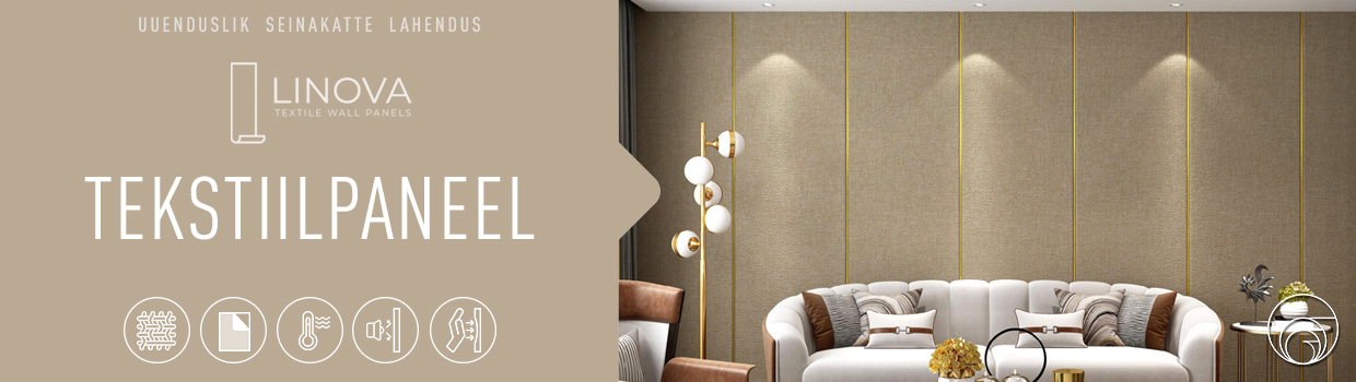 Tekstiilkattega mürasummutavad ja soojust isoleerivad seinapaneelid LINOVA